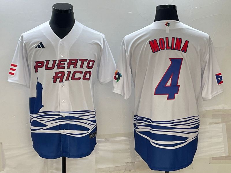 Men 2023 World Cub 4 Molina White MLB Jersey8
